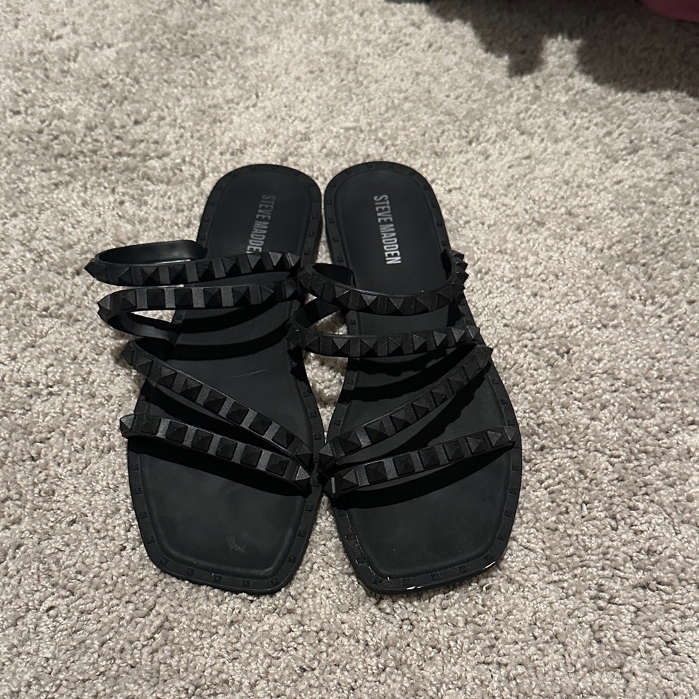 Steve Madden Black Strappy Studded Sandals